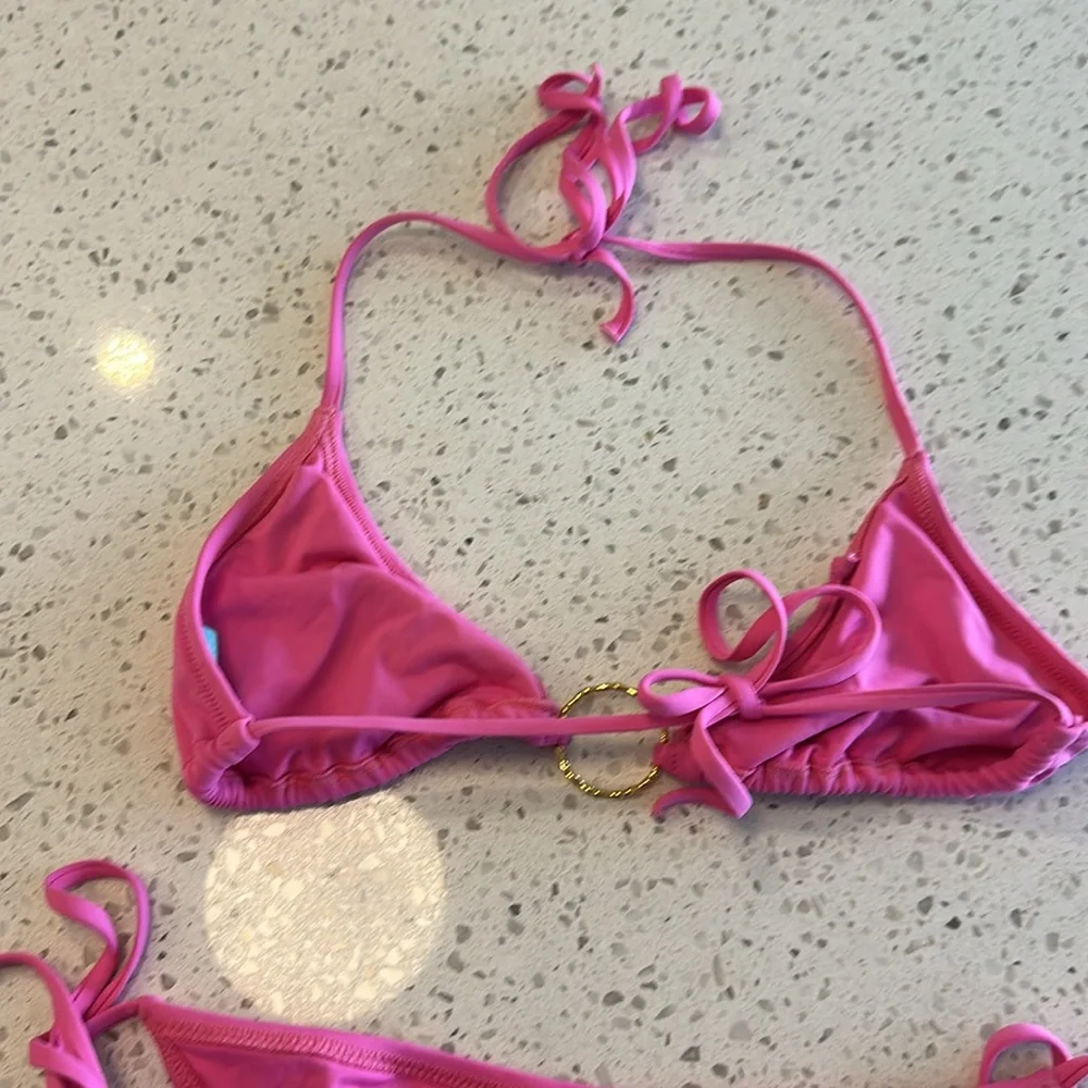 Melissa Odabash Hot Pink Ring-Accent Triangle Bikini